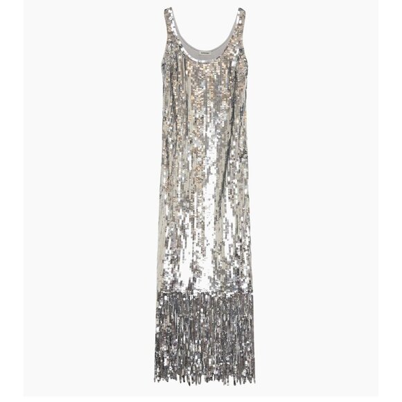 SIMKHAI Ayala Gown Silver Sequin Fringe Dress NWT  - Size 2 - Picture 14 of 14